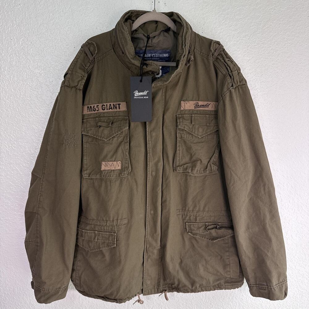 Brandit Jacket Mens 3XL M65 Premium Field Military Hooded Army Green XXXL NEW